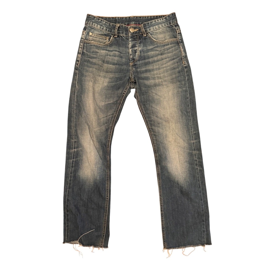 Bonobo Jeans Blue Faded Straight Leg Raw Hem Denim Jeans Womens Size 26